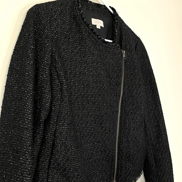 LOFT Tweed Asymmetrical Jacket With Gold Accents - Picture 2 of 6